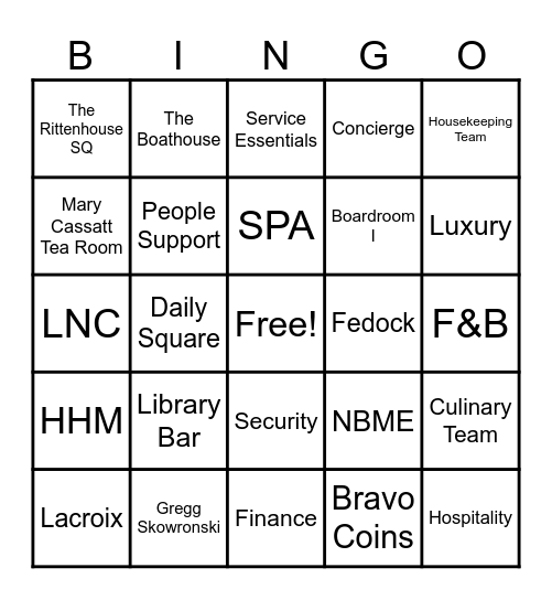 Rittenhouse Bingo Card