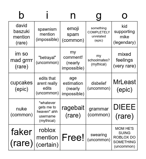 gen alpha in a nutshell Bingo Card