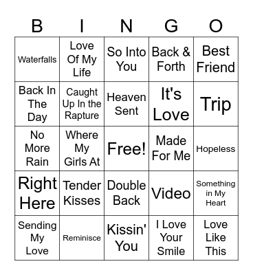 Fave R&B (Ladies) Bingo Card