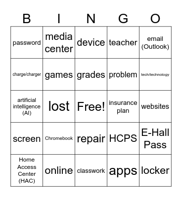 Tech 101 BINGO Card