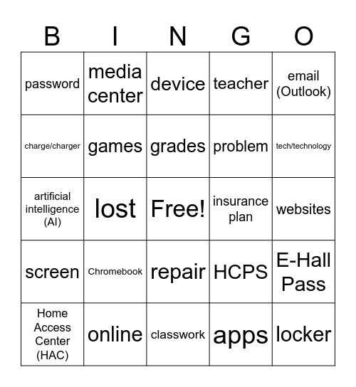 Tech 101 BINGO Card