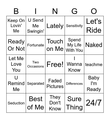 Fav R&B (Males) Bingo Card