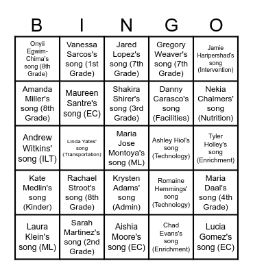 Joy "Heavy Rotation" Bingo Card