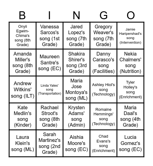 Joy "Heavy Rotation" Bingo Card