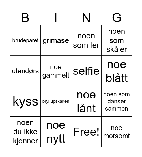 Finn noen som Bingo Card
