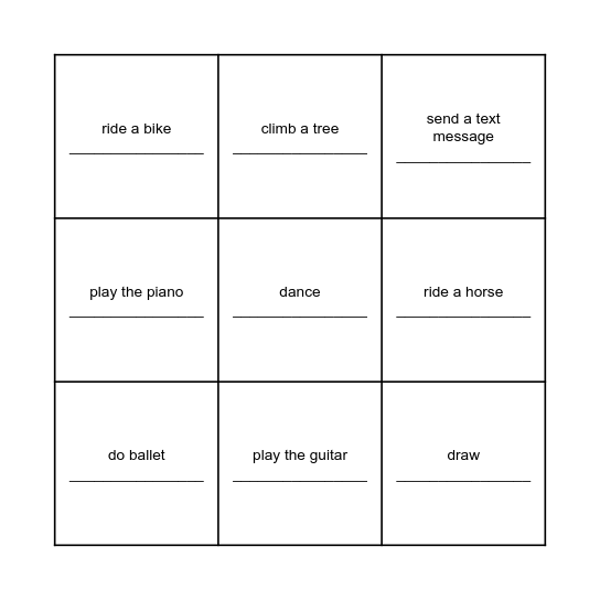 Can you... Bingo Card