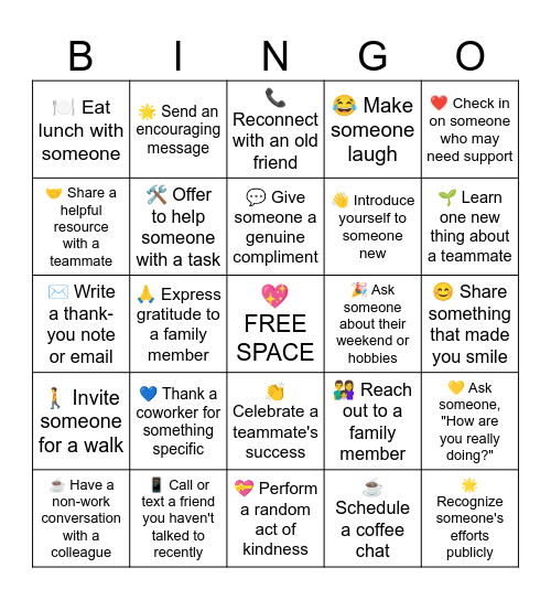Connection Bingo Card