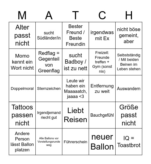 Ballon Date Bingo Card
