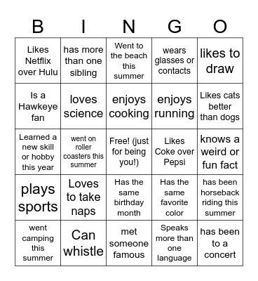 Find Someone Who... Bingo Card