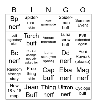 Marvel Rivals Season 9.5 Bingo Card