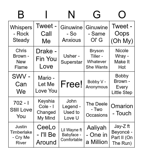 R&B Bingo: Top Producers - Timbaland, Kanye West, and etc Bingo Card