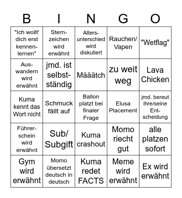 Kuma Bingo 3 Bingo Card