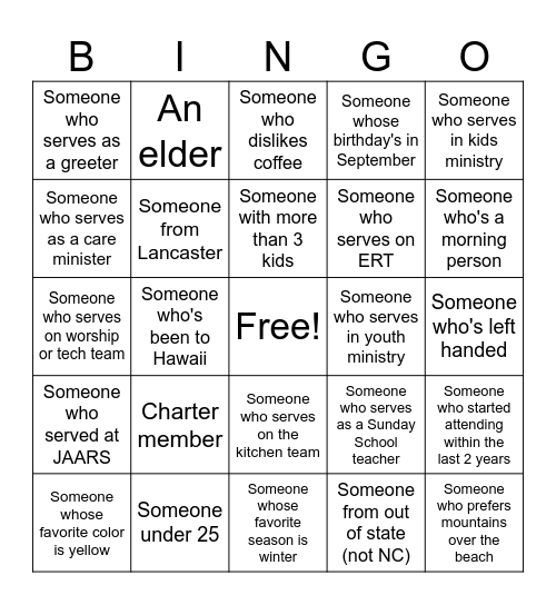 Leadership Luau Bingo Card