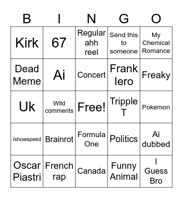 Instagram Reels Bingo Card
