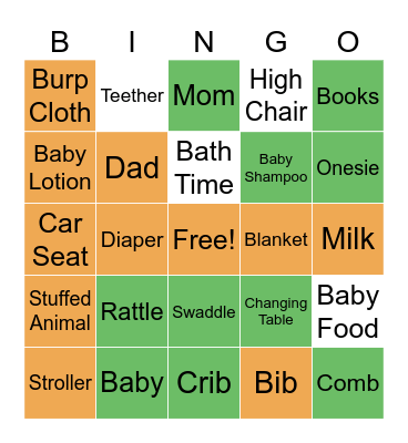 Baby Shower Bingo Card