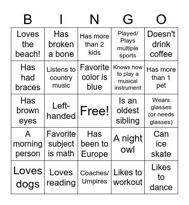 ICEBREAKER BINGO Card