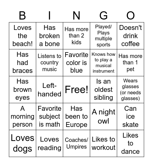 ICEBREAKER BINGO Card