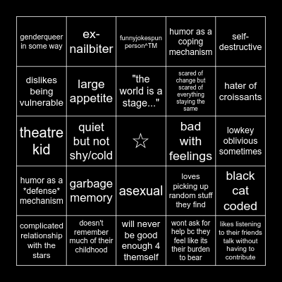 siffrin kinnie bingo Card