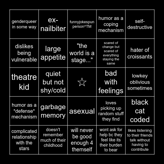 siffrin kinnie bingo Card