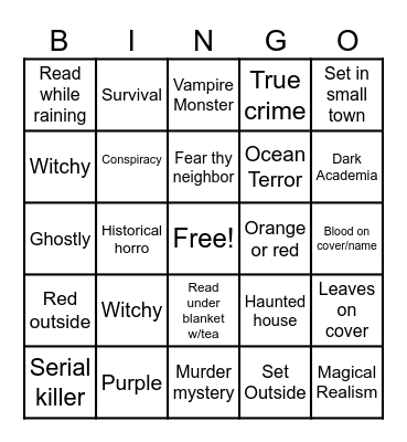 Autumn READO Bingo Card