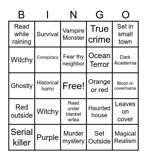 Autumn READO Bingo Card
