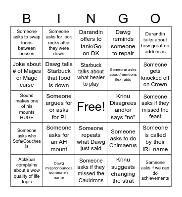 KT End of Season Bingo! Bingo Card