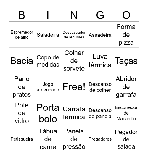 Chá de cozinha  Catarina e Cleber Bingo Card