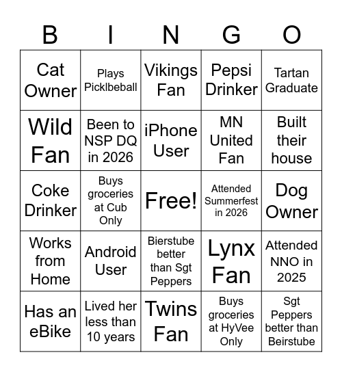 National Night Out 2026 Bingo Card