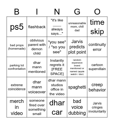 Dhar Mann Bingo v4 Bingo Card