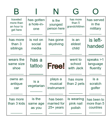 FIND SOMEONE WHO... Bingo Card