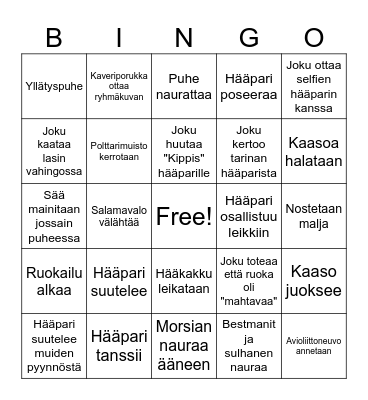 Hääbingo Card