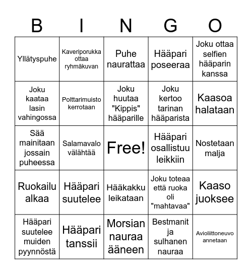 Hääbingo Card