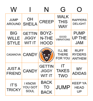80/90S HIP HOP Bingo Card