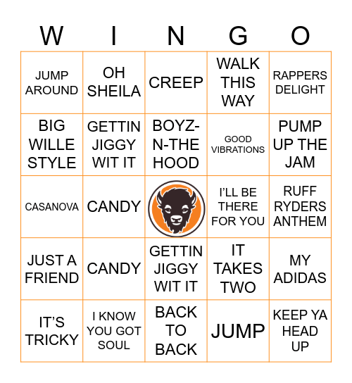 80/90S HIP HOP Bingo Card