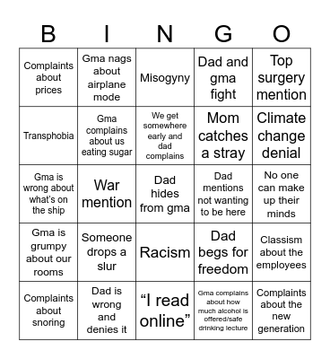 Bigot Bingo 8/5 Bingo Card