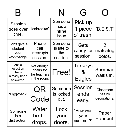 PD Day Bingo Card