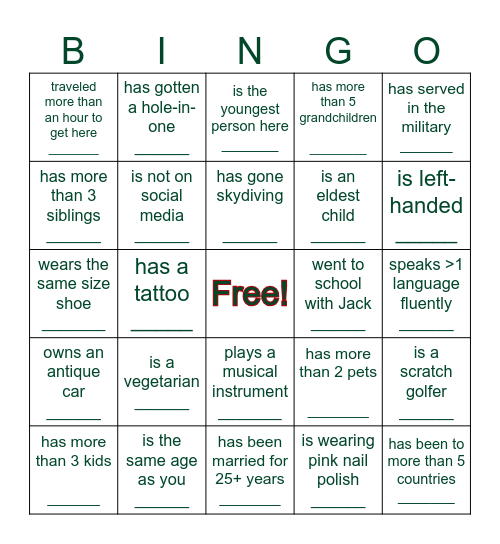 FIND SOMEONE WHO... Bingo Card