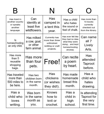 Find Someone Who... Bingo Card