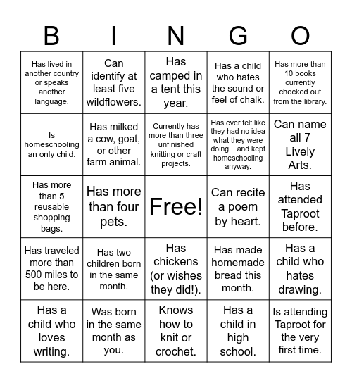 Find Someone Who... Bingo Card