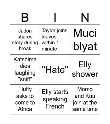 Friends bingo Card