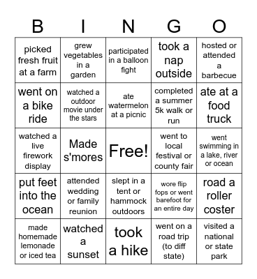 Human Bingo - Summer Edition Bingo Card