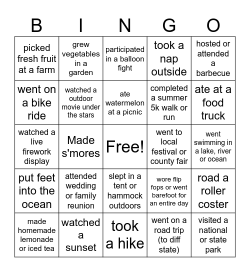 Human Bingo - Summer Edition Bingo Card