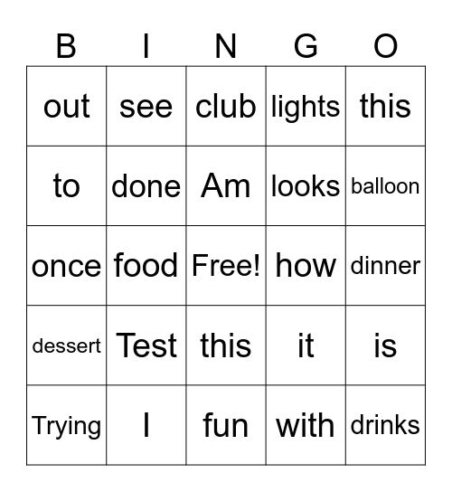 Throwback Music Bingo Card