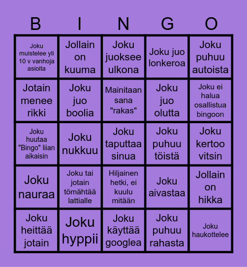 Synttäri Bingo Card