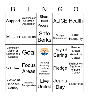 United Way Bingo Card