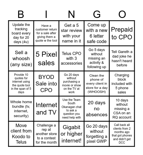 Getting Wiggy with it Bingo Card