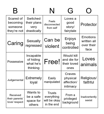 Caleb kinnie Bingo Card
