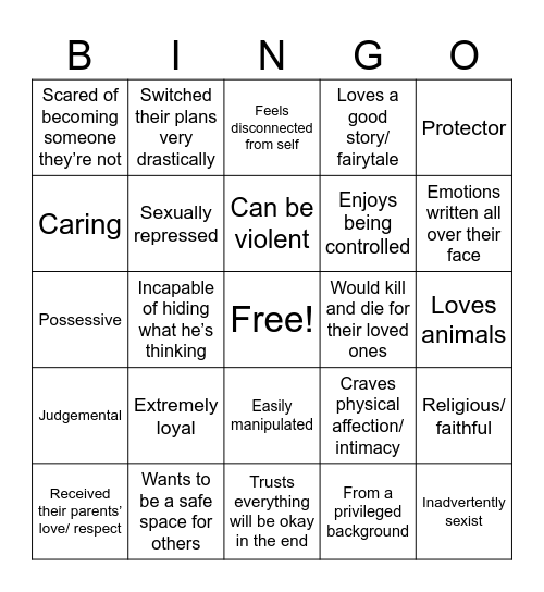 Caleb kinnie Bingo Card