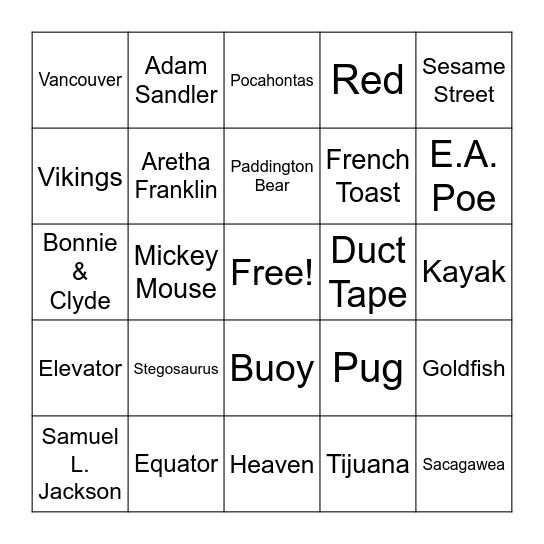 Smarty Pants Party Bingo Card