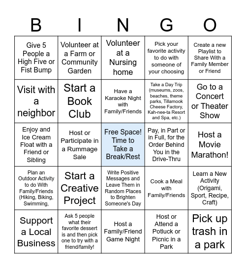 I n t e r a c t i v e Bingo Card